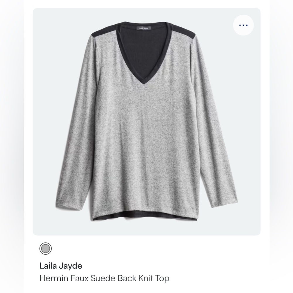 Laila Jayde Hermin Faux Suede Back Knit V-Neck LS Women's Top 1X